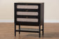 Baxton Studio Shirin Mid-Century Beige Fabric and Black Wood 3-Drawer Chest FredCo