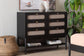 Baxton Studio Shirin Mid-Century Beige Fabric and Black Wood 6-Drawer Dresser FredCo