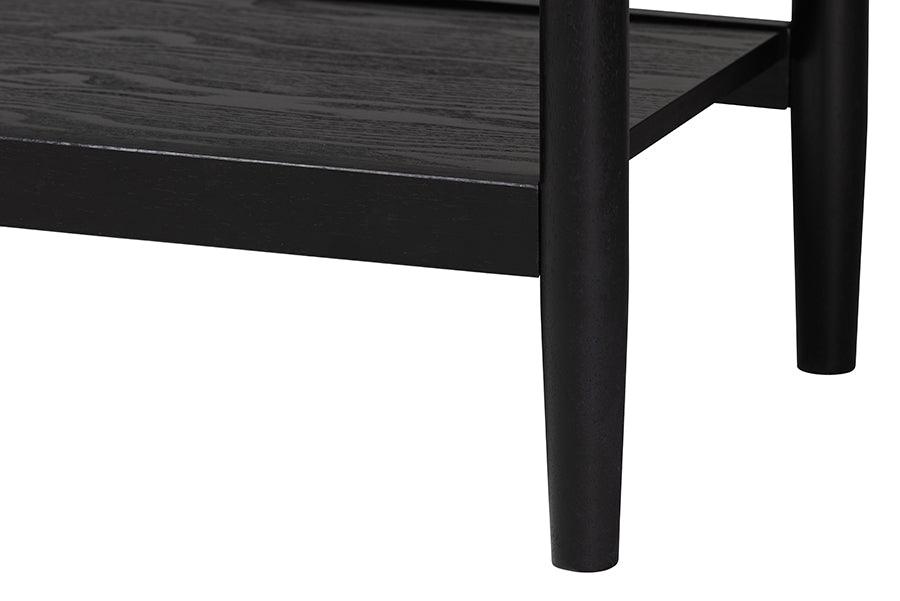 Baxton Studio Shirin Mid-Century Beige Fabric and Black Wood 6-Drawer Dresser FredCo