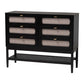 Baxton Studio Shirin Mid-Century Beige Fabric and Black Wood 6-Drawer Dresser FredCo