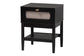 Baxton Studio Shirin Mid-Century Beige Fabric and Black Wood Queen 4-Piece Bedroom Set FredCo