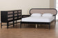 Baxton Studio Shirin Mid-Century Beige Fabric and Black Wood Queen 4-Piece Bedroom Set FredCo