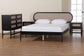Baxton Studio Shirin Mid-Century Beige Fabric and Black Wood Queen 4-Piece Bedroom Set with Two nightstands FredCo