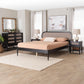 Baxton Studio Shirin Mid-Century Beige Fabric and Black Wood Queen 4-Piece Bedroom Set with Two nightstands FredCo
