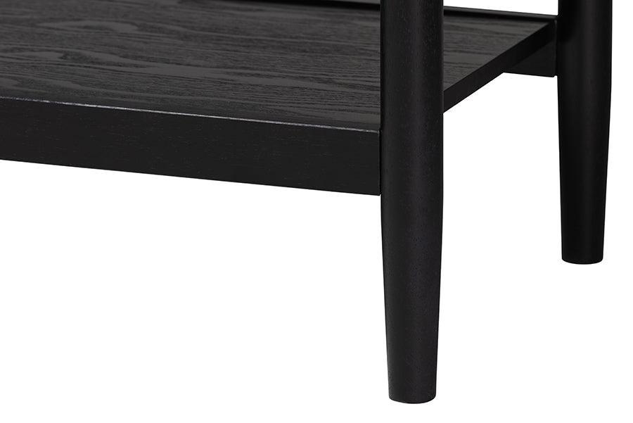 Baxton Studio Shirin Mid-Century Beige Fabric and Black Wood Queen 5-Piece Bedroom Set FredCo