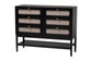Baxton Studio Shirin Mid-Century Beige Fabric and Black Wood Queen 5-Piece Bedroom Set FredCo