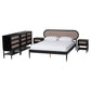 Baxton Studio Shirin Mid-Century Beige Fabric and Black Wood Queen 5-Piece Bedroom Set FredCo