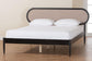 Baxton Studio Shirin Mid-Century Beige Fabric and Black Wood Queen Platform Bed FredCo