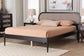 Baxton Studio Shirin Mid-Century Beige Fabric and Black Wood Queen Platform Bed FredCo