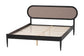 Baxton Studio Shirin Mid-Century Beige Fabric and Black Wood Queen Platform Bed FredCo