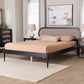 Baxton Studio Shirin Mid-Century Beige Fabric and Black Wood Queen Platform Bed FredCo