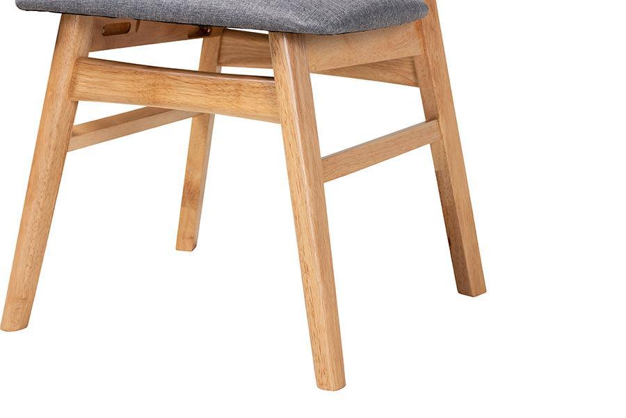 Baxton Studio Shirina Mid-Century Grey Fabric and Natural Brown Finished Wood 5-Piece Dining Set FredCo