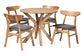 Baxton Studio Shirina Mid-Century Grey Fabric and Natural Brown Finished Wood 5-Piece Dining Set FredCo