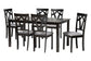 Baxton Studio Sylvia Modern Grey Fabric and Dark Brown Finished Wood 7-Piece Dining Set FredCo