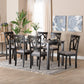 Baxton Studio Sylvia Modern Grey Fabric and Dark Brown Finished Wood 7-Piece Dining Set FredCo