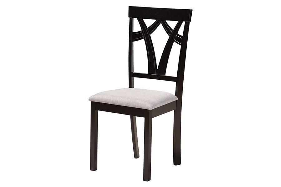 Baxton Studio Sylvia Modern Grey Fabric and Dark Brown Finished Wood 7-Piece Dining Set FredCo