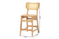 Baxton Studio Tadeo Mid-Century Modern Oak Brown Finished Wood and Rattan 2-Piece Counter Stool Set FredCo