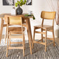 Baxton Studio Tadeo Mid-Century Modern Oak Brown Finished Wood and Rattan 2-Piece Counter Stool Set FredCo