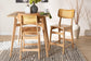 Baxton Studio Tadeo Mid-Century Modern Oak Brown Finished Wood and Rattan 2-Piece Counter Stool Set FredCo