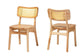 Baxton Studio Tadeo Mid-Century Modern Oak Brown Finished Wood and Rattan 2-Piece Dining Chair Set FredCo