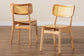 Baxton Studio Tadeo Mid-Century Modern Oak Brown Finished Wood and Rattan 2-Piece Dining Chair Set FredCo