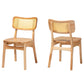 Baxton Studio Tadeo Mid-Century Modern Oak Brown Finished Wood and Rattan 2-Piece Dining Chair Set FredCo