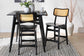 Baxton Studio Tafari Mid-Century Modern Dark Brown Finished Wood and Rattan 2-Piece Counter Stool Set FredCo