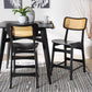 Baxton Studio Tafari Mid-Century Modern Dark Brown Finished Wood and Rattan 2-Piece Counter Stool Set FredCo