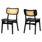 Baxton Studio Tafari Mid-Century Modern Dark Brown Finished Wood and Rattan 2-Piece Dining Chair Set FredCo
