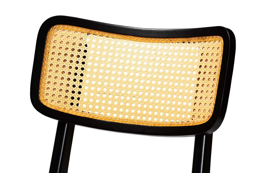 Baxton Studio Tafari Mid-Century Modern Dark Brown Finished Wood and Rattan Pub Set FredCo