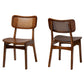 Baxton Studio Tafari Mid-Century Modern Walnut Brown Finished Wood and Rattan 2-Piece Dining Chair Set FredCo