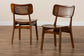 Baxton Studio Tafari Mid-Century Modern Walnut Brown Finished Wood and Rattan 2-Piece Dining Chair Set FredCo