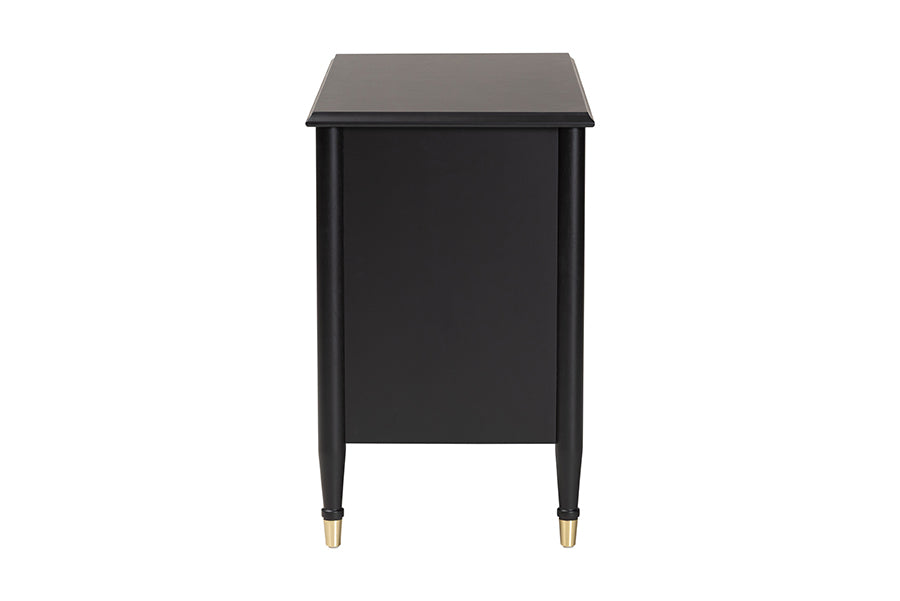 Baxton Studio Tamra Black Wood 6-Drawer Chest – Modern Transitional Bedroom Storage with Metallic Accents FredCo