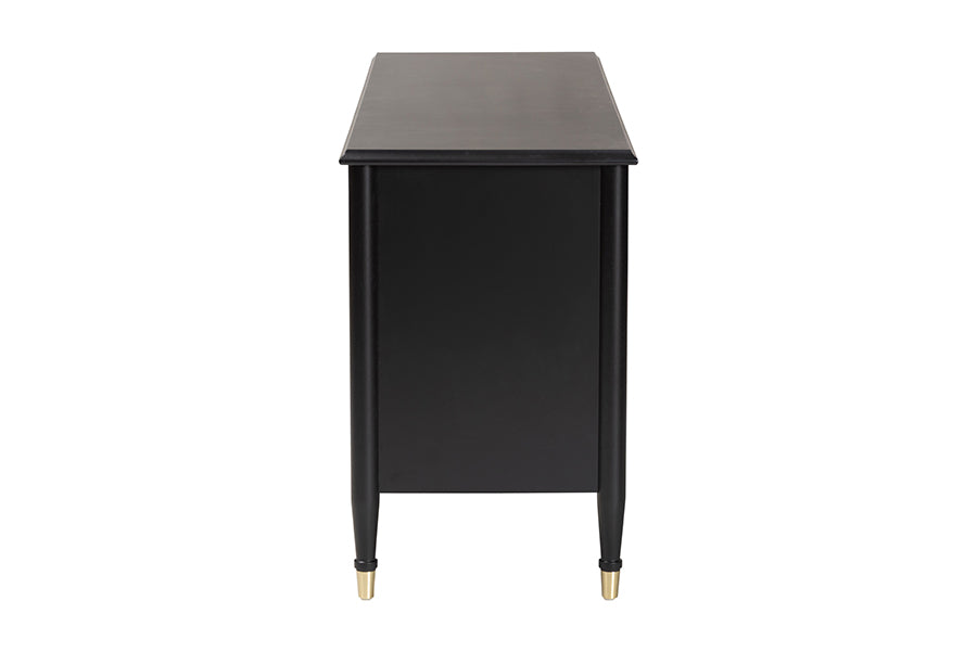 Baxton Studio Tamra Black Wood 6-Drawer Dresser – Modern Transitional Bedroom Storage with Metallic Accents FredCo