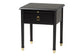 Baxton Studio Tamra Black Wood Nightstand with Pullout Shelf – Modern Transitional Bedside Table with Metallic Trim FredCo