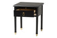 Baxton Studio Tamra Black Wood Nightstand with Pullout Shelf – Modern Transitional Bedside Table with Metallic Trim FredCo