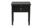 Baxton Studio Tamra Black Wood Nightstand with Pullout Shelf – Modern Transitional Bedside Table with Metallic Trim FredCo