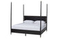 Baxton Studio Tamra King Four-Poster Bedroom Set – Black Wood Bed with Matching Dresser and Two Nightstands FredCo