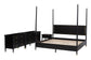 Baxton Studio Tamra King Four-Poster Bedroom Set – Black Wood Bed with Matching Dresser, Chest & Nightstands FredCo