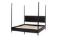 Baxton Studio Tamra King Four-Poster Platform Bed – Black Wood Bed Frame with Metallic Trim and Capped Legs FredCo