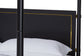 Baxton Studio Tamra King Four-Poster Platform Bed – Black Wood Bed Frame with Metallic Trim and Capped Legs FredCo