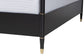 Baxton Studio Tamra King Four-Poster Platform Bed – Black Wood Bed Frame with Metallic Trim and Capped Legs FredCo