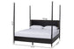Baxton Studio Tamra King Four-Poster Platform Bed – Black Wood Bed Frame with Metallic Trim and Capped Legs FredCo