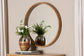 Baxton Studio Tazara Japandi Natural Round Accent Wall Mirror FredCo