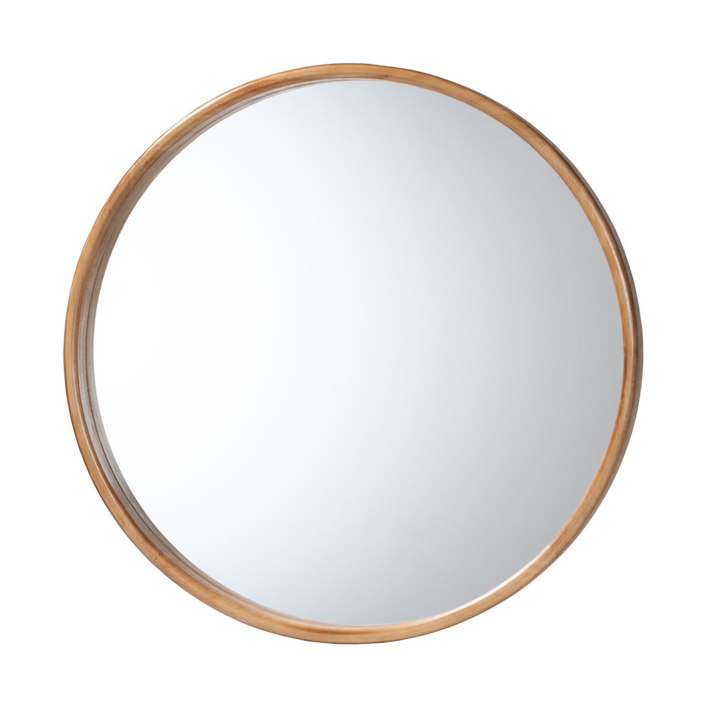 Baxton Studio Tazara Japandi Natural Round Accent Wall Mirror FredCo