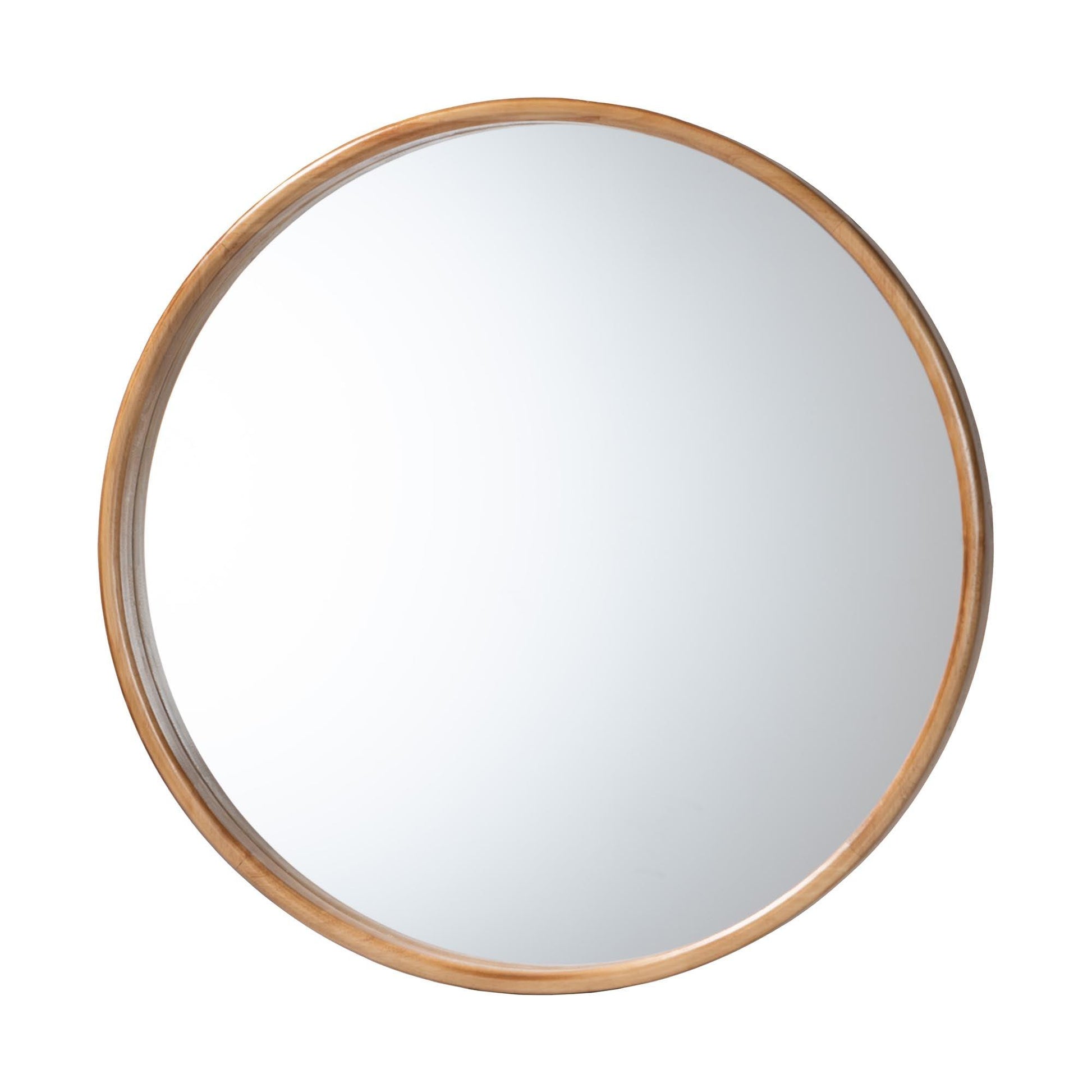 Baxton Studio Tazara Japandi Natural Round Accent Wall Mirror FredCo