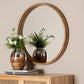 Baxton Studio Tazara Japandi Natural Round Accent Wall Mirror FredCo