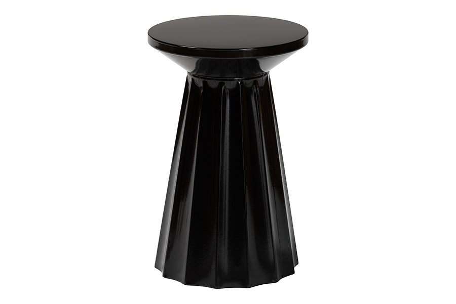 Baxton Studio Ulmer Metal Scalloped Side Table - Modern Round Accent Table for Indoor or Semi-Outdoor Use, Black FredCo