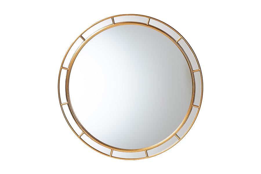 Baxton Studio Ulvi Antique Goldleaf Round Accent Mirror FredCo