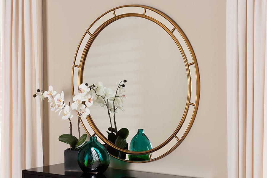 Baxton Studio Ulvi Antique Goldleaf Round Accent Mirror FredCo
